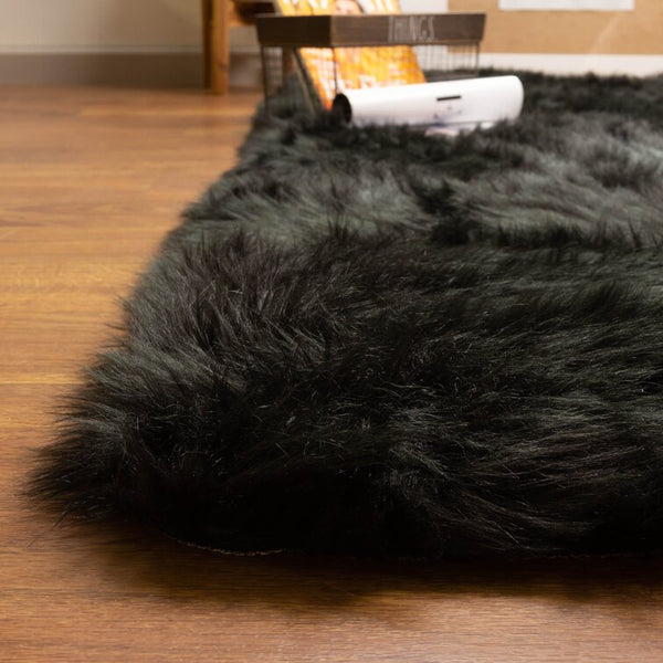 Latepis Sheepskin Faux Furry Pink Fluffy Rugs 5 ft. x 6 ft. 6 in