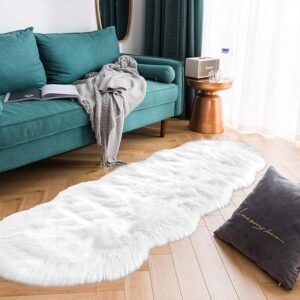 Latepis Faux Sheepskin 2x4 Shag Throw Rugs White
