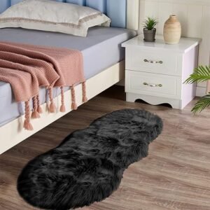 Latepis Black Faux Sheepskin 2x4 Shag Rug