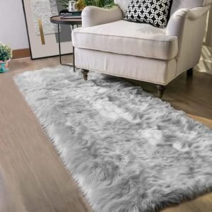 Latepis Dark Gray Faux Fur Rug 3x5 Area Sheepskin