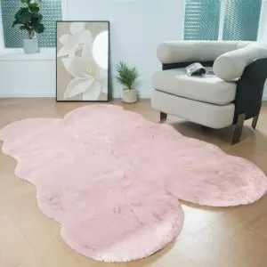 Latepis Light Pink Accent 4x6 Rug for Girls Room
