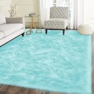 Latepis Blue Rugs for Living Room 5x6.7 Faux Sheepskin Fur