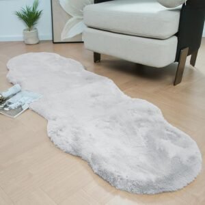 Latepis Grey Rugs for Bedroom 2x6 Furry Runner