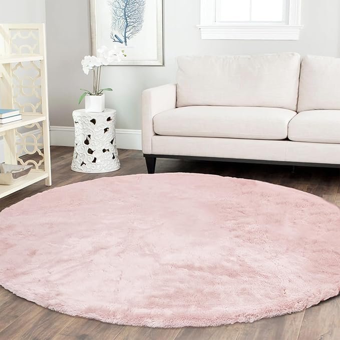 Latepis Soft Pink Round Rugs 6ft for Living Room