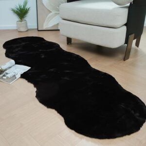 Latepis Black Carpet Area Rugs Runners 2x6 Faux Rabbit Fur