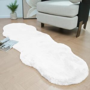 Latepis White Fluffy Rug 2x4 Small Throw Area