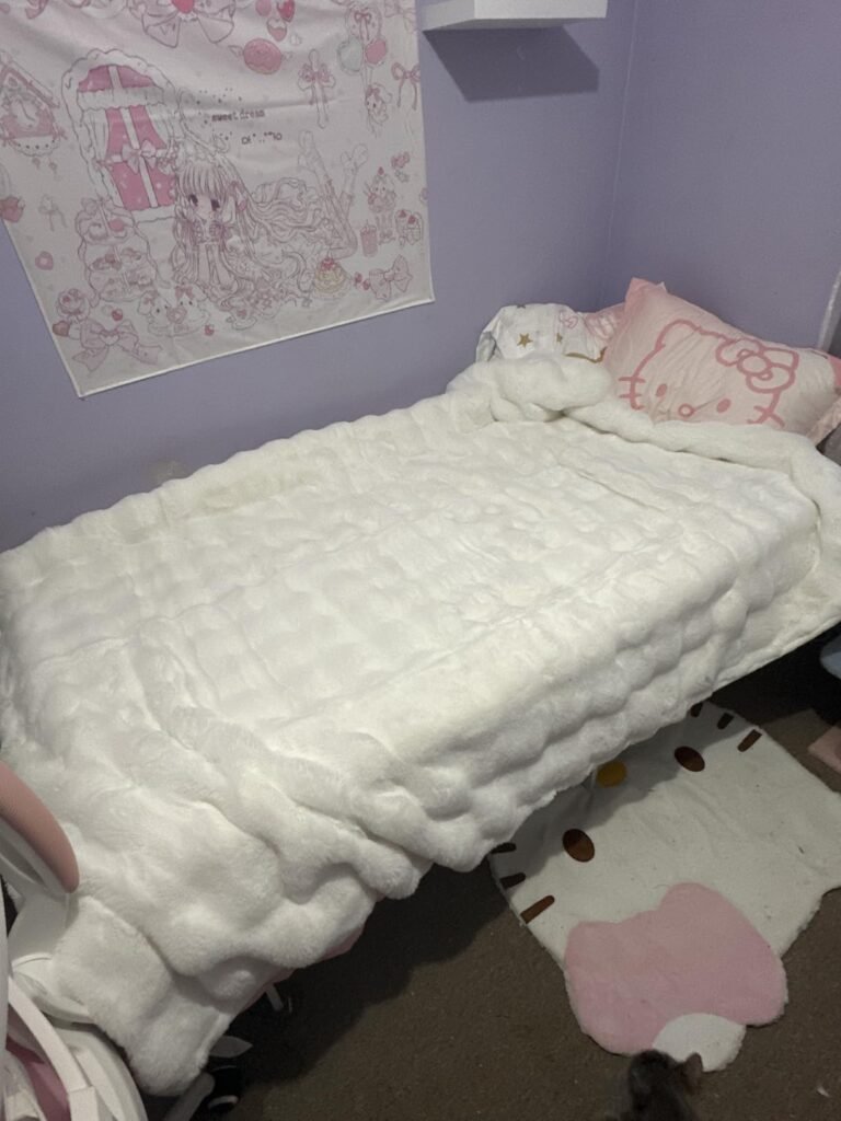 Soft and lovely color. It seems like a good quality blanket for an affordable price. it was a great addition to my daughters fairy room!