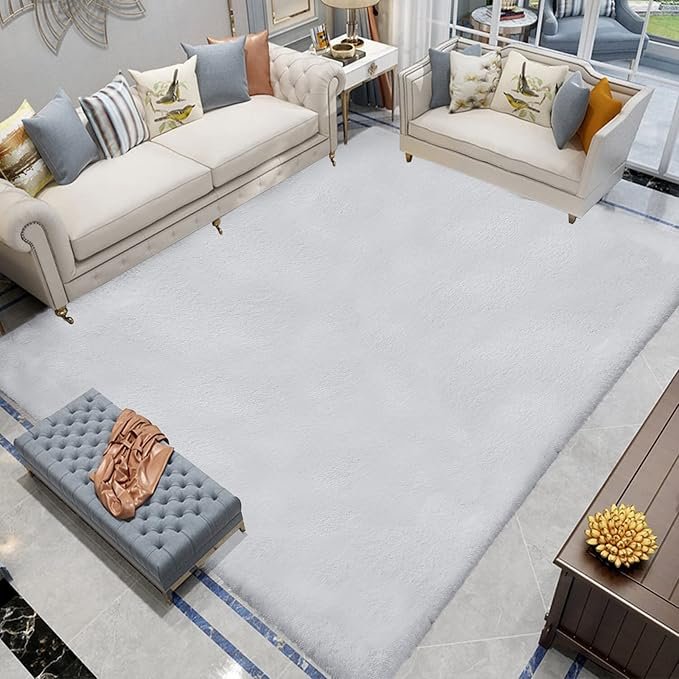 Latepis Gray 8x10 Area Rug Faux Rabbit