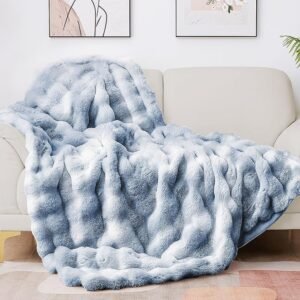 Latepis Faux Fur Throw Blanket for Couch, Soft Luxury Faux