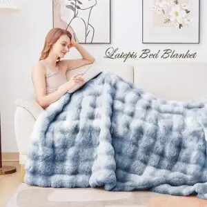 Latepis Faux Fur Fluffy Blanket for Couch, Super Soft Luxury
